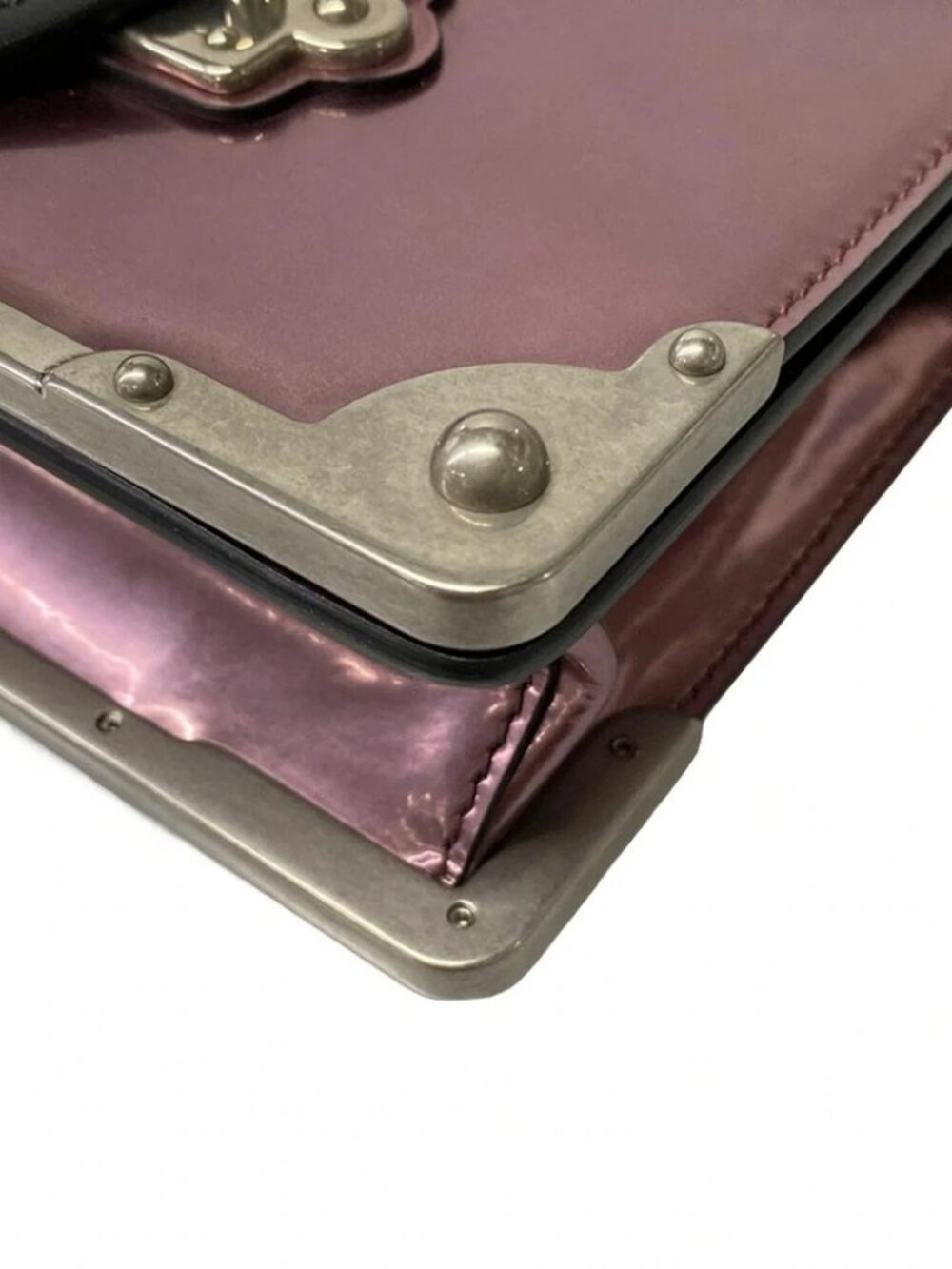 PRADA CAHiER Purple Black Silver Patent Leather Leather Shoulder Bag - Picture 7 of 15